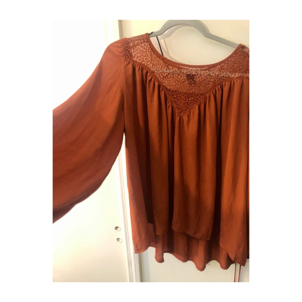 🌸 H&M Burnt Orange Blouse Women’s Size 12 L 🌸